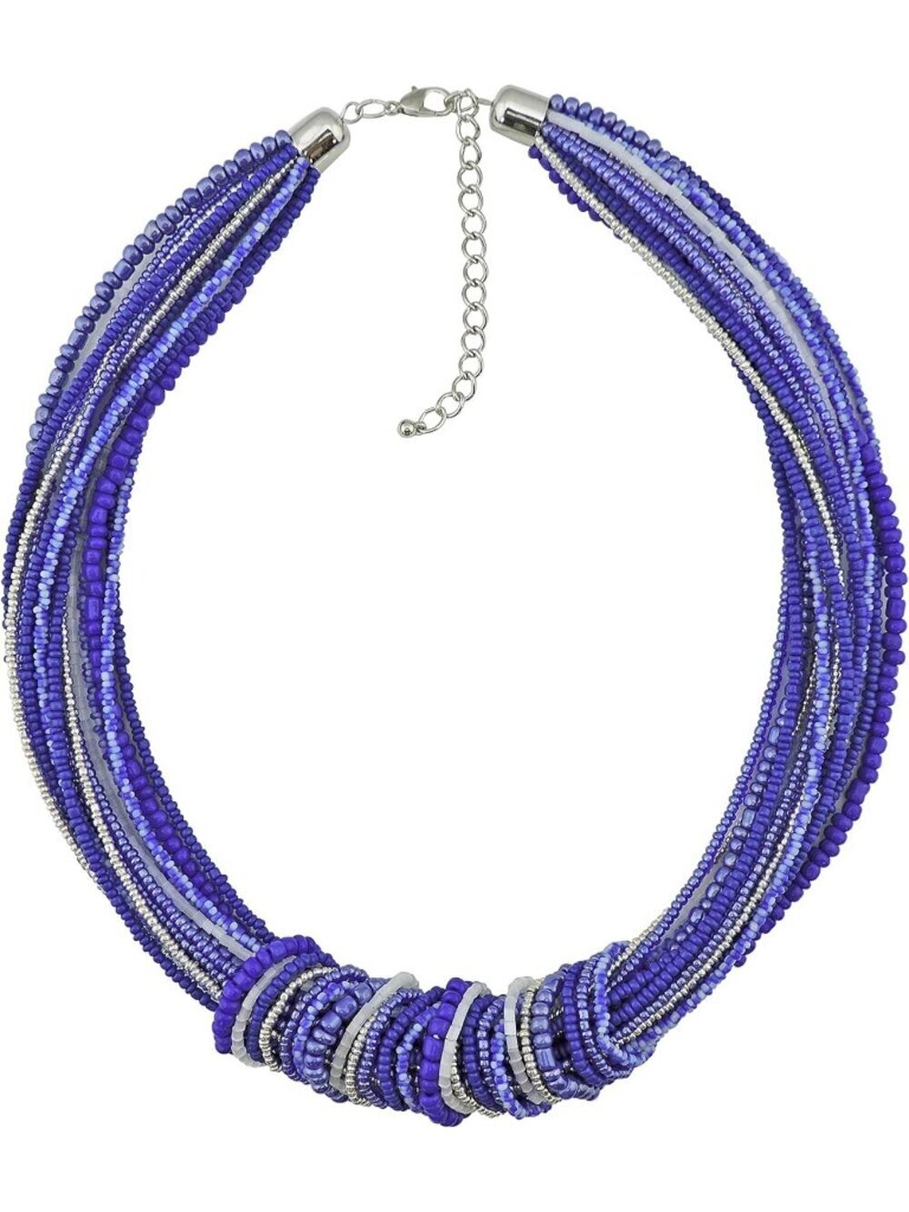 Women's royal blue Chunky Statement Colorful Seed Beads Choker Collar Necklace